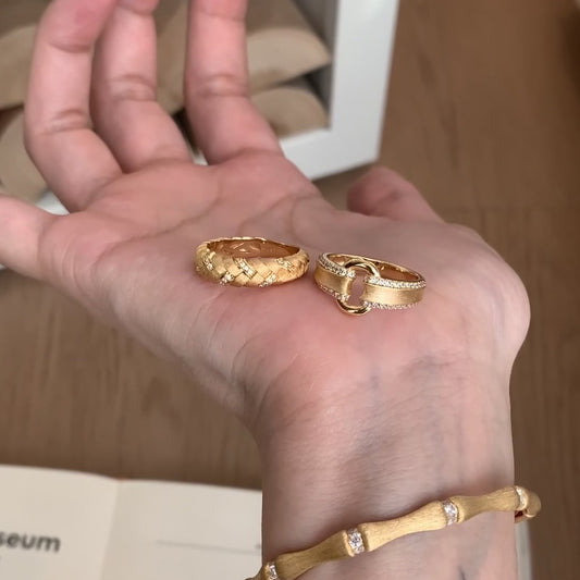 Women's Niche Retro Woven Wheat Simple Twist Rings