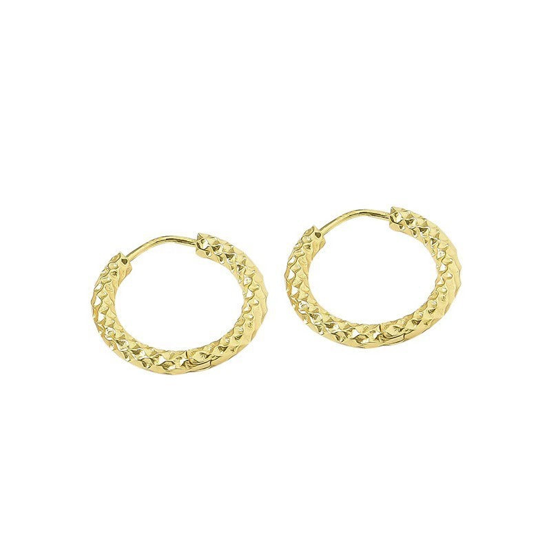 Circle Ear Clip Cold Wind Embossed Earrings