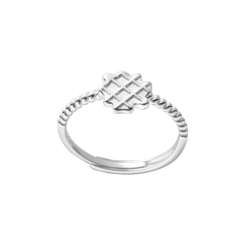 Women's Donut Sterling Sier Push-pull Color Design Rings