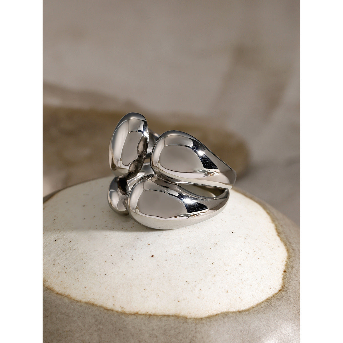 Stainless Steel Style Metal Glossy Minimalist Rings