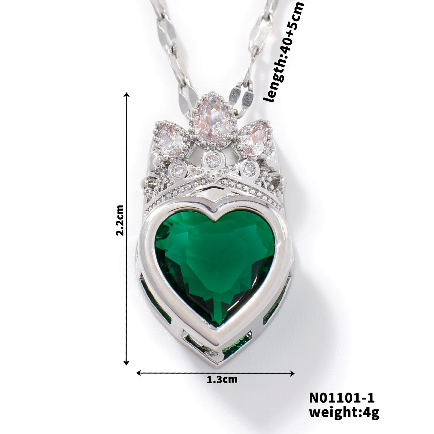 Exquisite Crown Heart Shape Copper Inlaid Necklaces