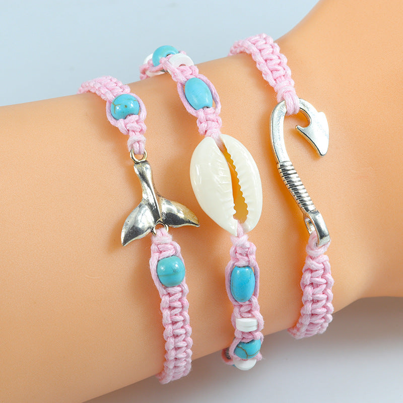 Fishhook Fishtail Ocean Braided Conch Surfing Bracelets