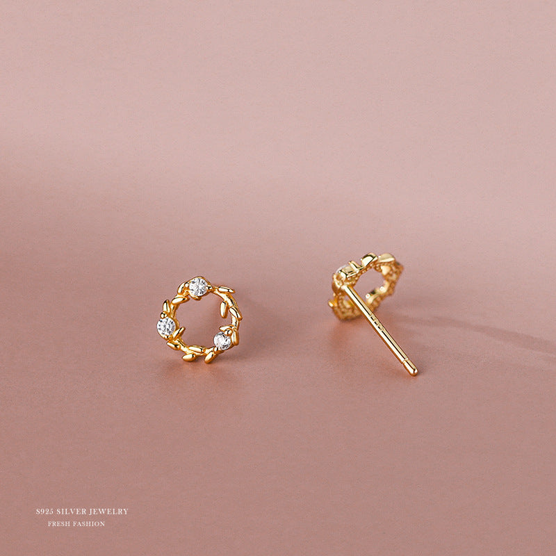 Women's Garland Branches Leaves Small Wreath Graceful Earrings