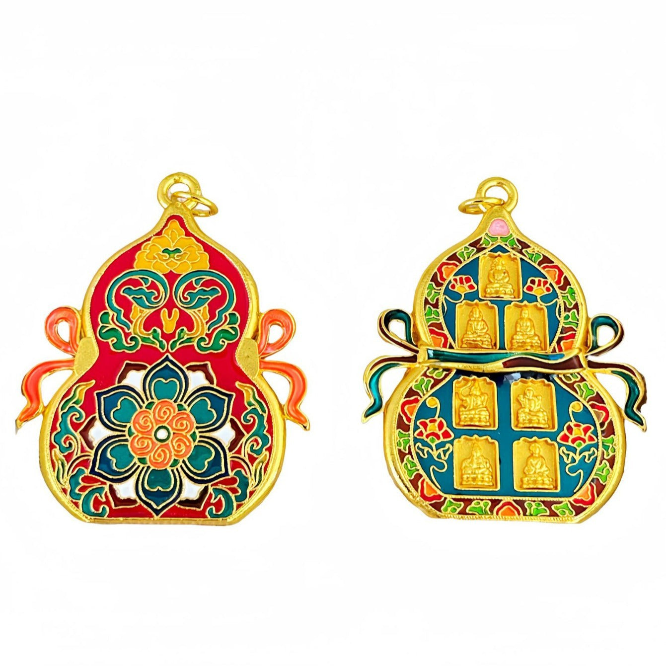 Vietnam Placer Gold Enamel Seven Fu Pendants