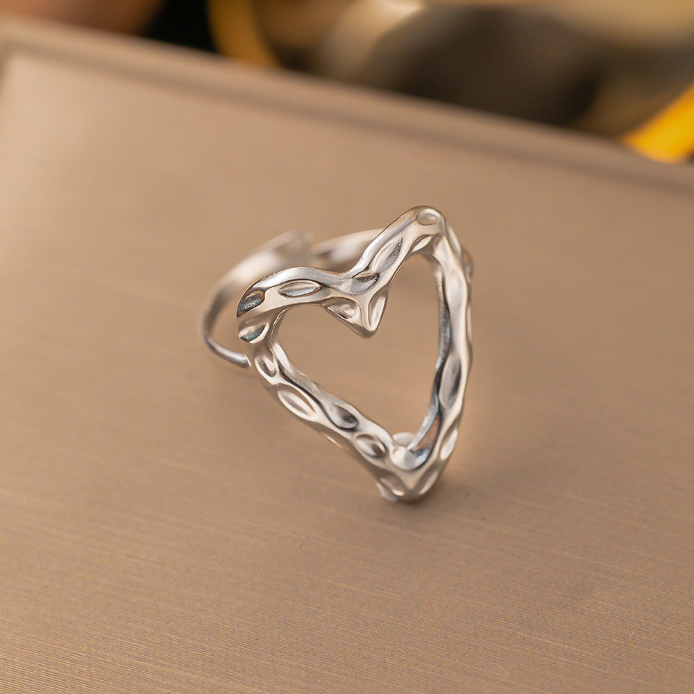 Fashionable Stainless Steel Love Heart-shaped Design Rings