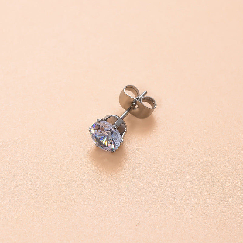 Classic Round Zircon Stainless Steel Fashion Earrings