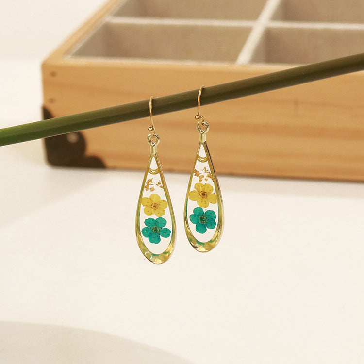 Fashion Modern Dried Flower Preserved Fresh Earrings