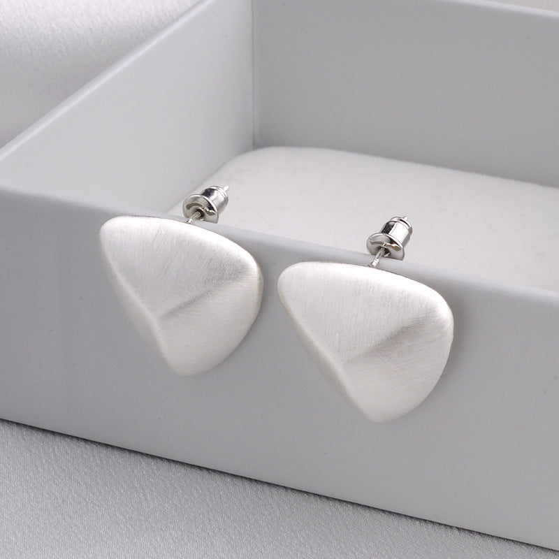 Minimalist Fashion Commuter Brushed Frosted Ball Triangle Earrings