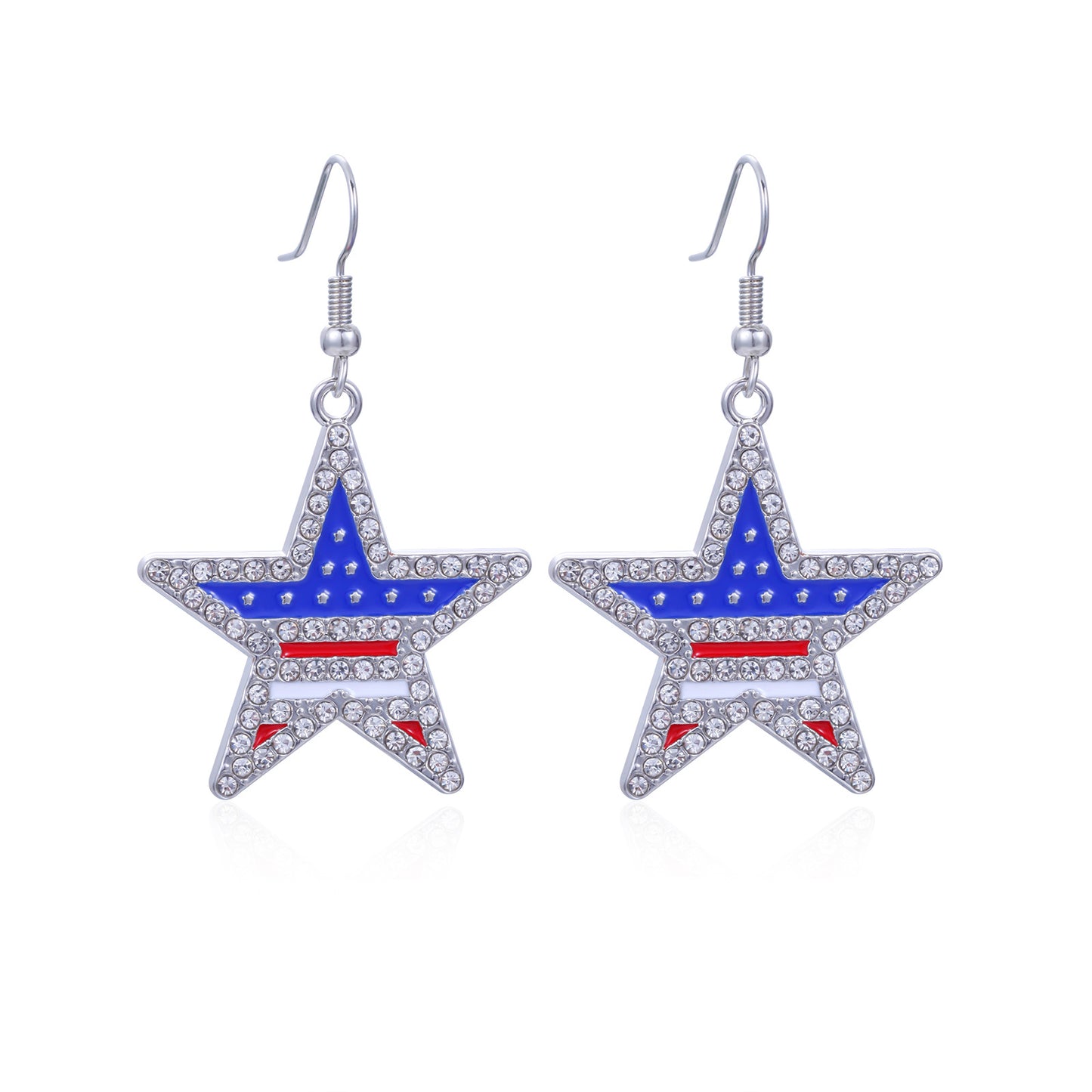 Alloy Dripping Oil Stars Stripes National Rings