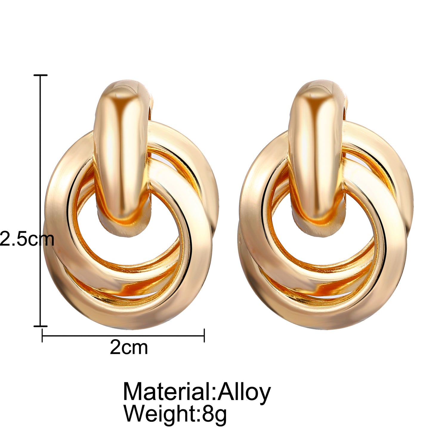 Innovative Round Metal Double Two Buckle Earrings