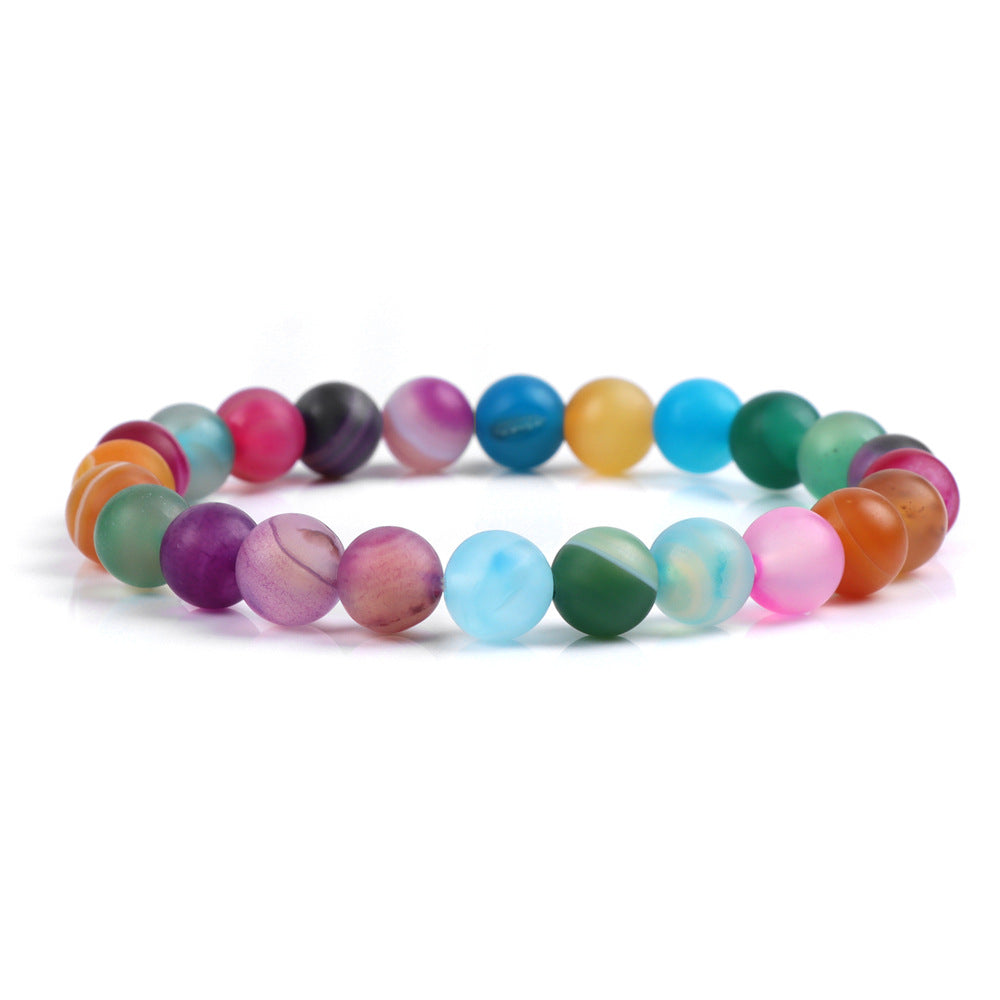 Men's Natural Stone Beads White Turquoise Elastic Bracelets