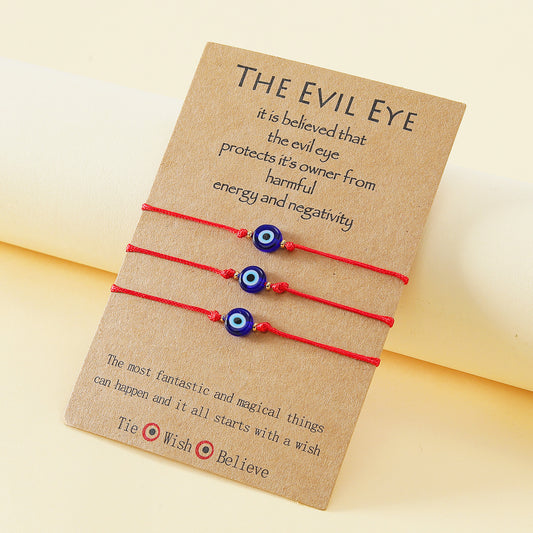 Personalized Blue Glass Devil Eye Wax Bracelets