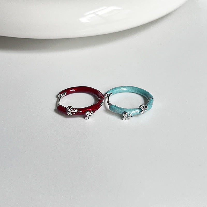 Women's Girlish Red Niche Exquisite Drip Glazed Earrings