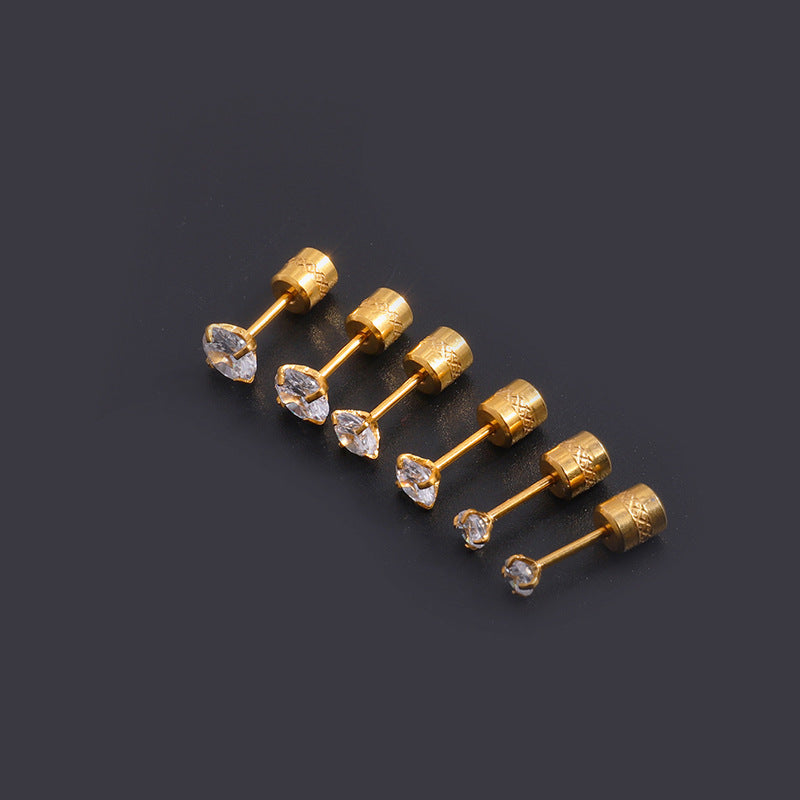 Women's & Men's Stainless Steel Korean Fashion Double-headed Diamond Rotating Earrings