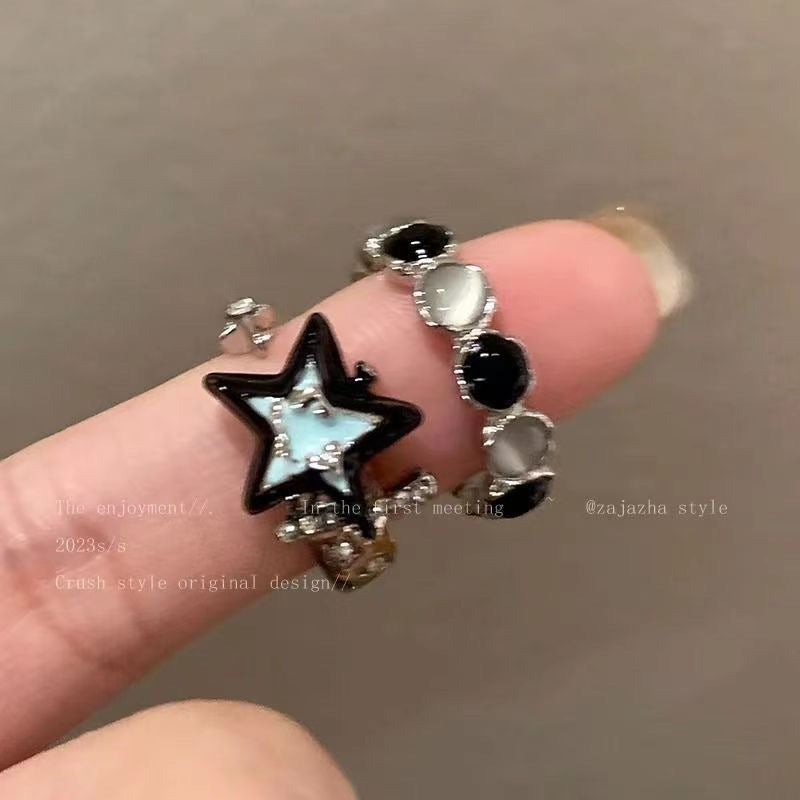 Contrast Color Opal Female Fashion Personality Couple Index Finger Rings