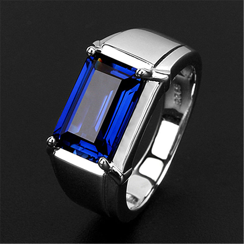 Men's Business Domineering Simulation Sapphire Open Inlaid Zircon Rings
