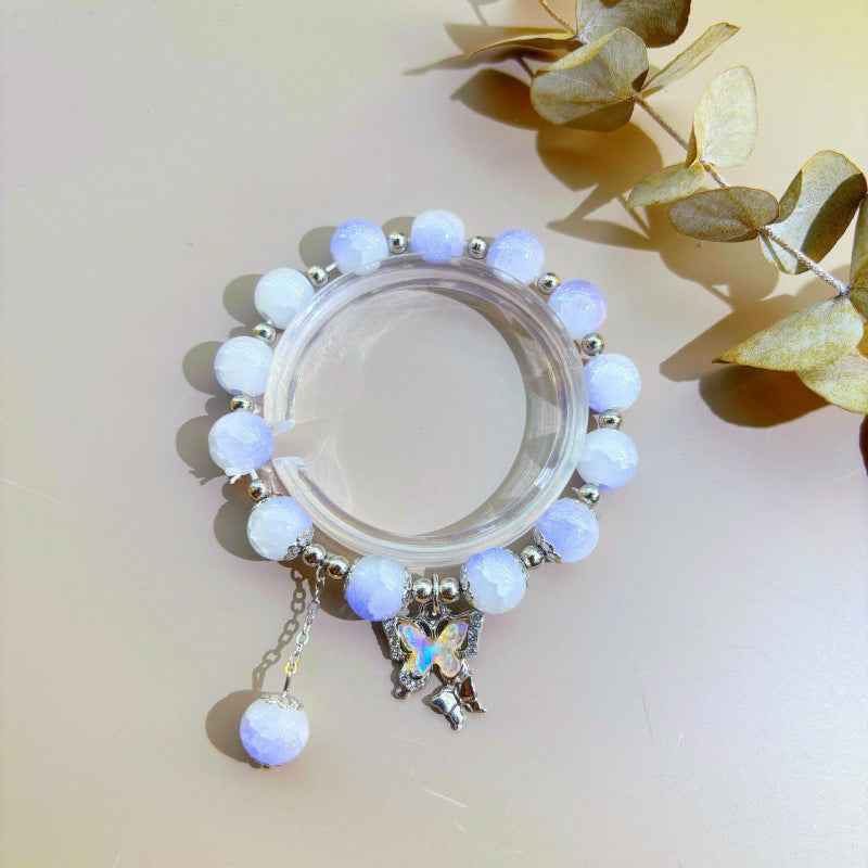Beads Butterfly Sweet Glass Bead Elastic String Live Bracelets