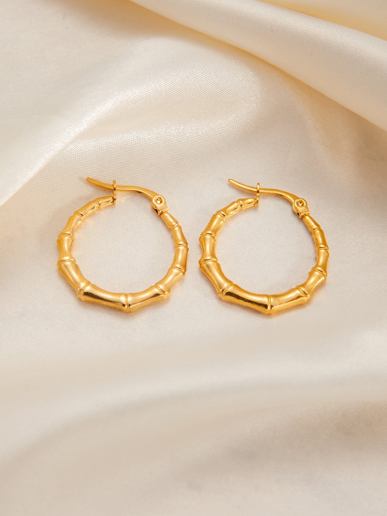 Stainless Steel Ginkgo Leaf Petals Golden Earrings
