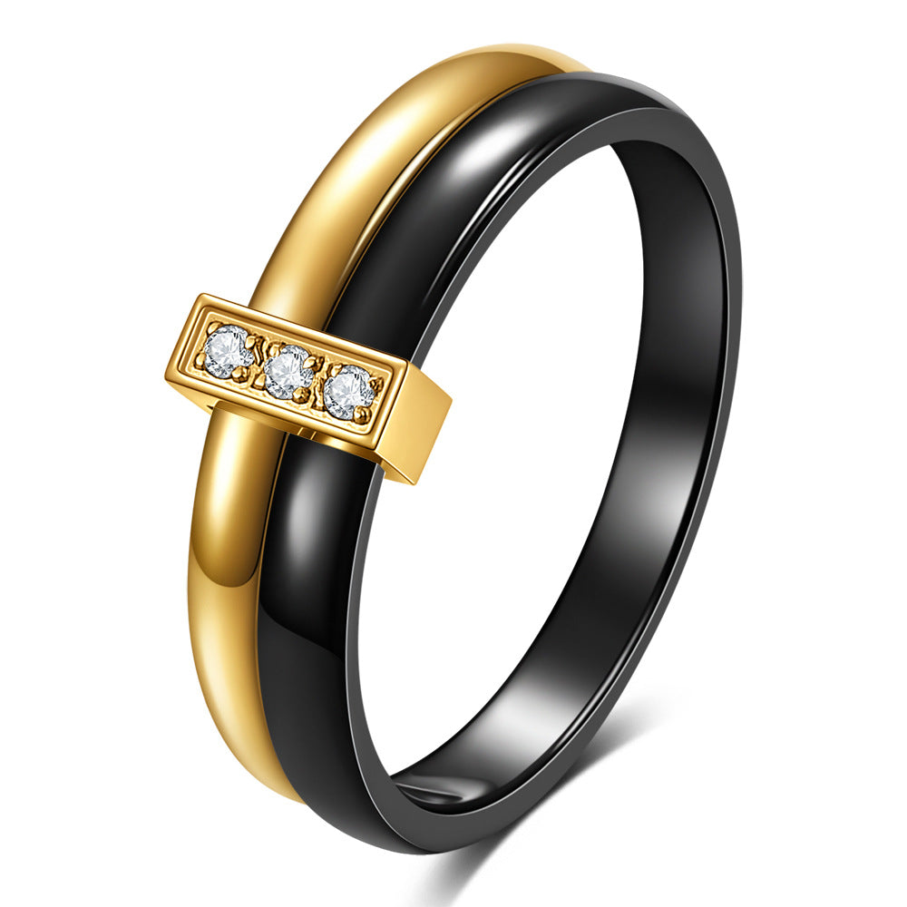 Titanium Steel Black White Pink Purple Rings