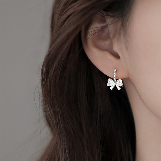Women's Sier Sterling Bow Small Delicate Summer Earrings