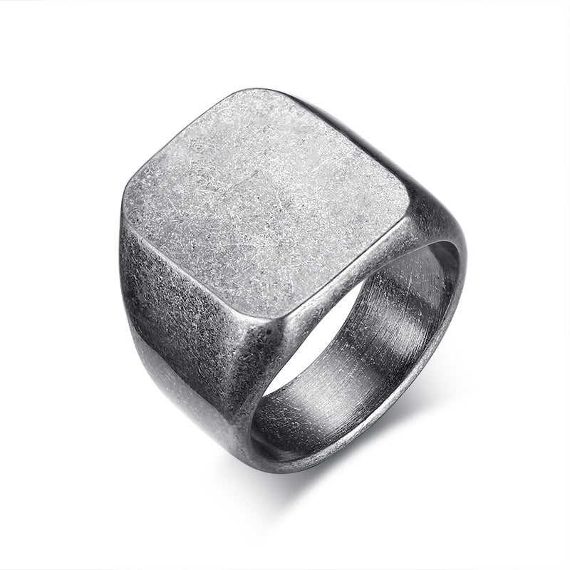 Men's Stainless Steel Simple Nude Square Titanium Rings