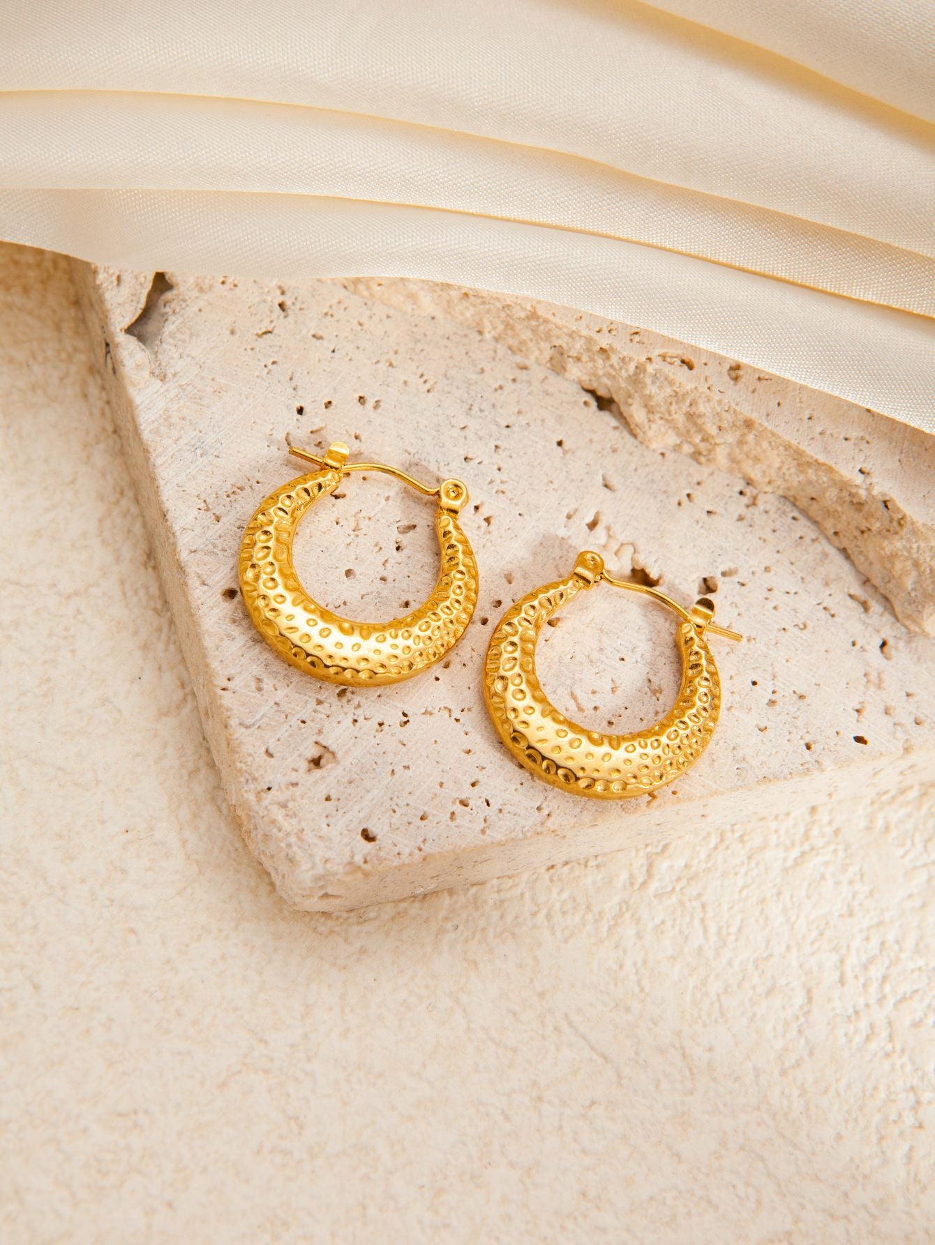 Stainless Steel Ginkgo Leaf Petals Golden Earrings