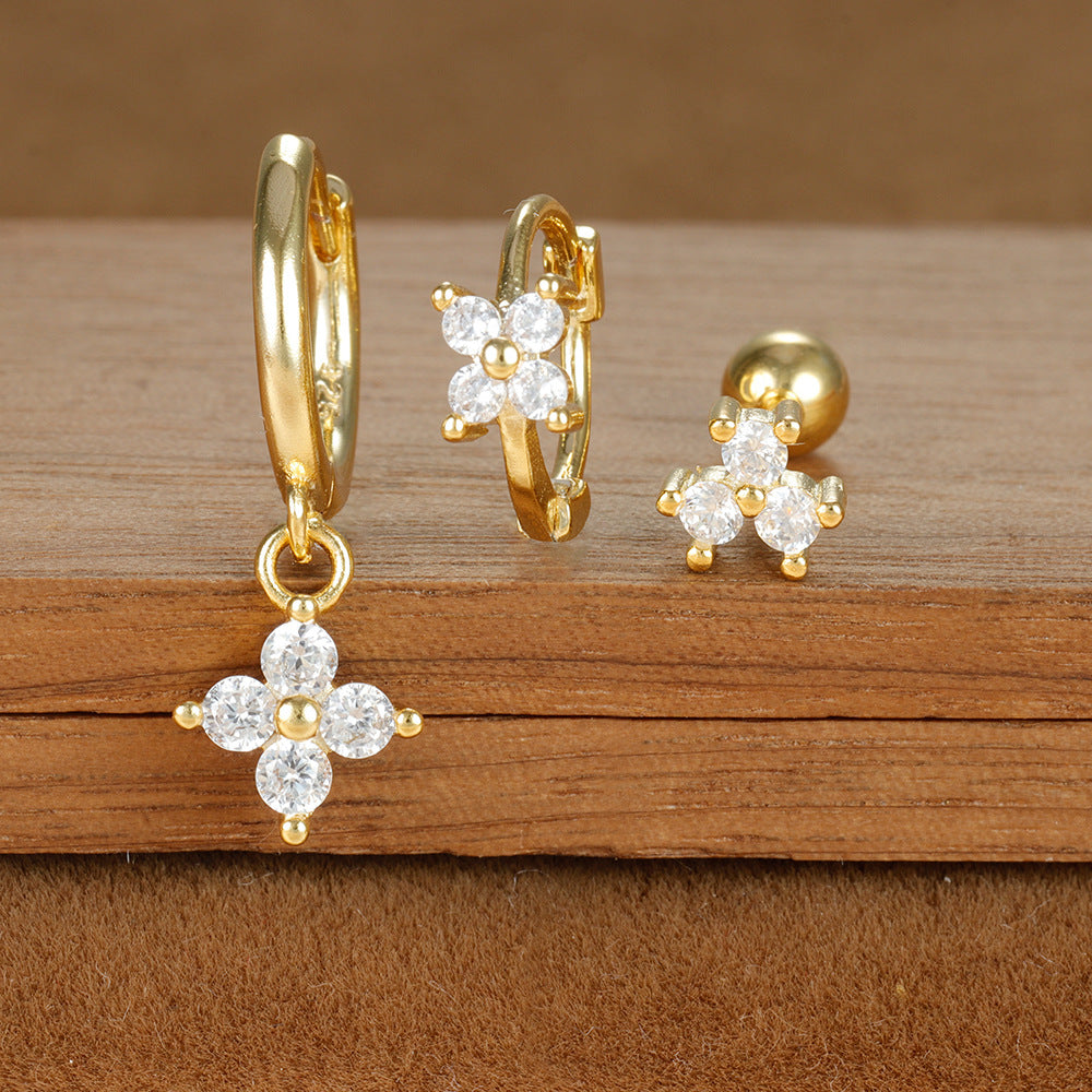 Women's Ear Zircon Star Moon Suit Light Earrings