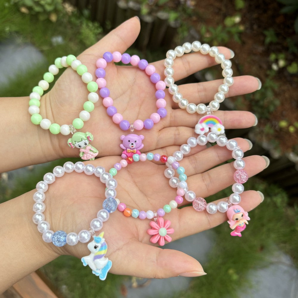 Children's Cute Colorful Acrylic Beads Plastic Stringed Bracelets