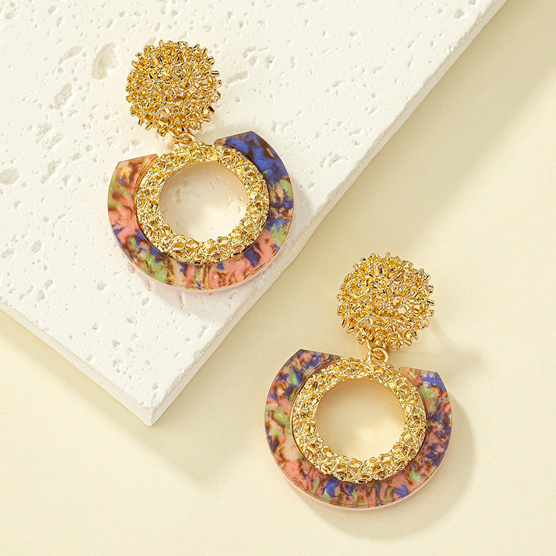 Vintage Court Style Acetate Acrylic Female Niche High Sense Earrings