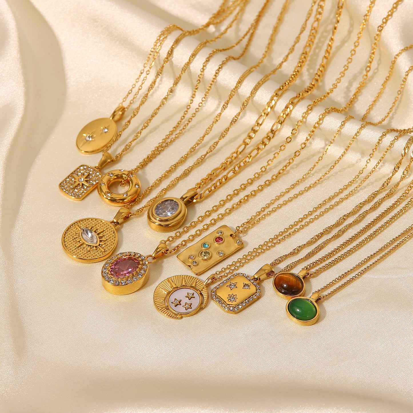 Women's Steel Vintage Natural Stone Neck Accessories Necklaces