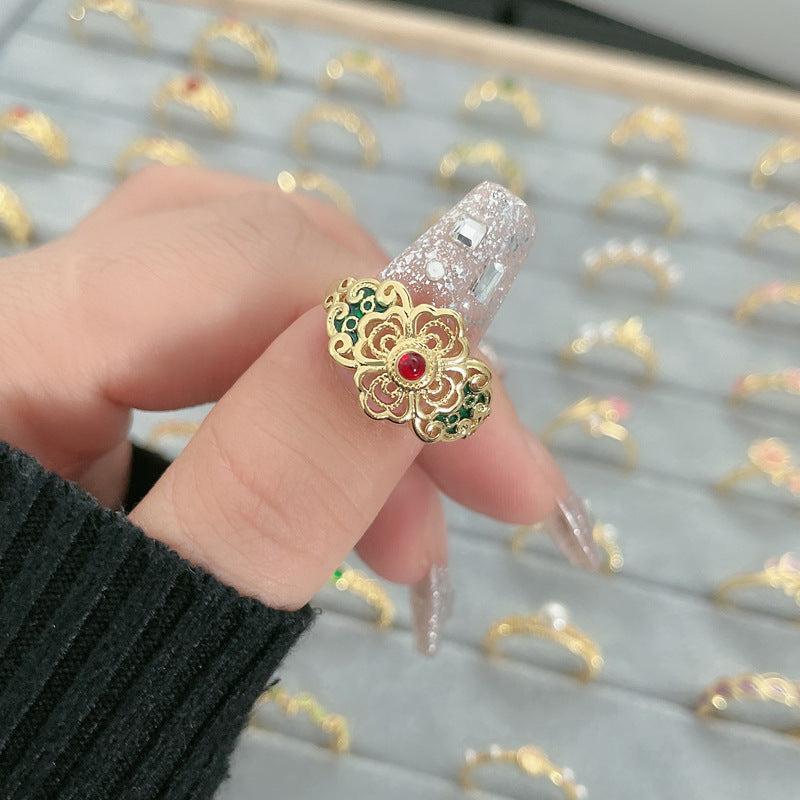 Flower Fashion Personalized Opening Adjustable Index Finger Rings