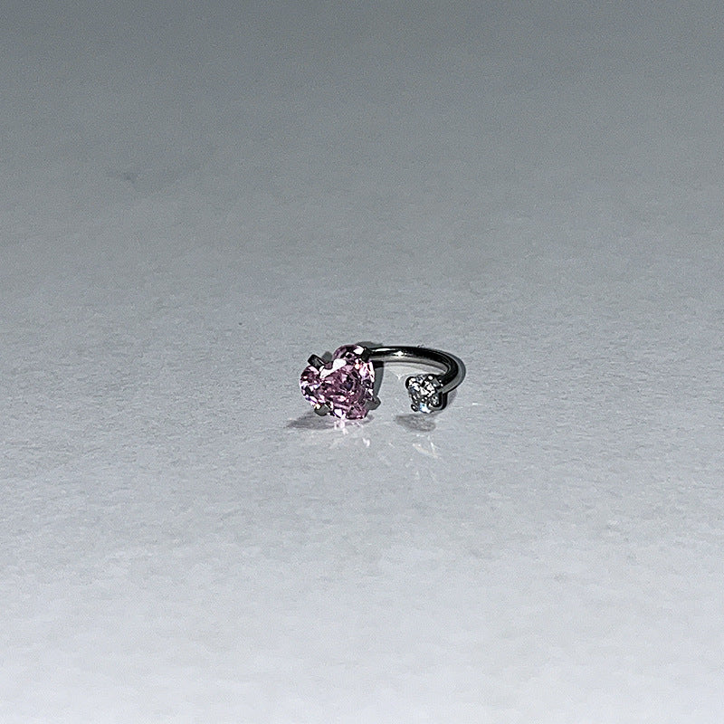 Bone Niche Temperament Loving Heart Zircon Inner Spiral No Earrings