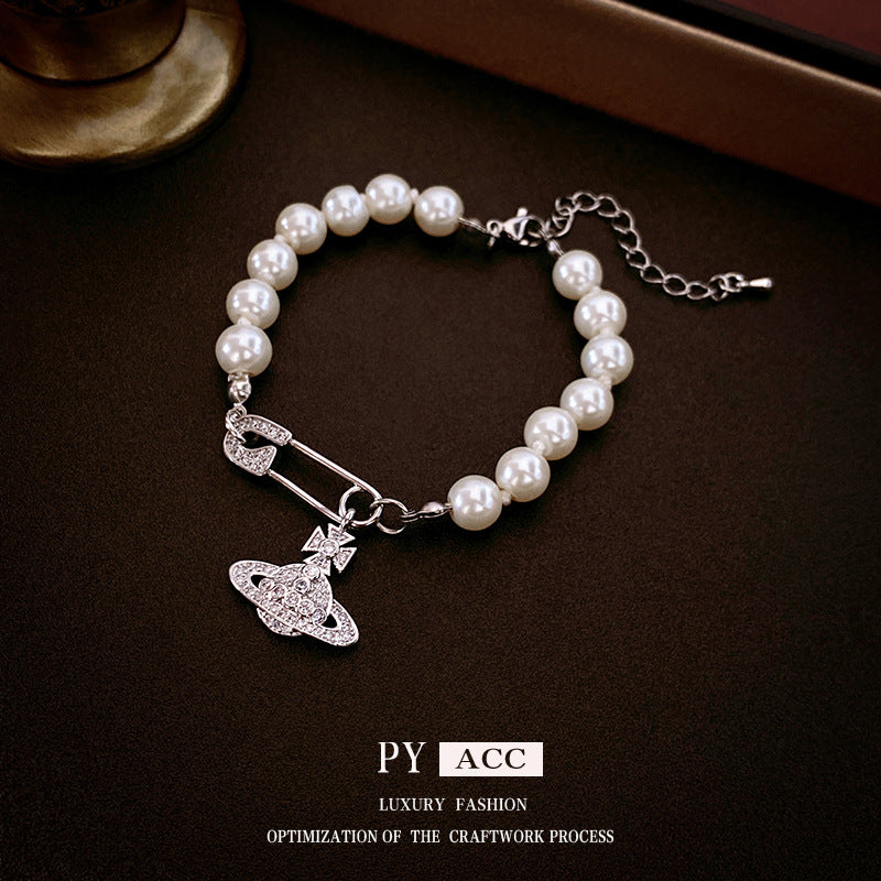 Planet Pin Pearl Fashion High Sense Necklaces