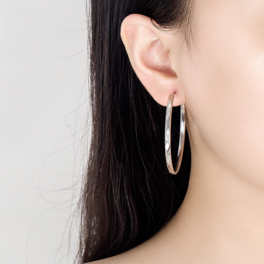 Graceful Bead Big Ear Slimming High-grade Earrings