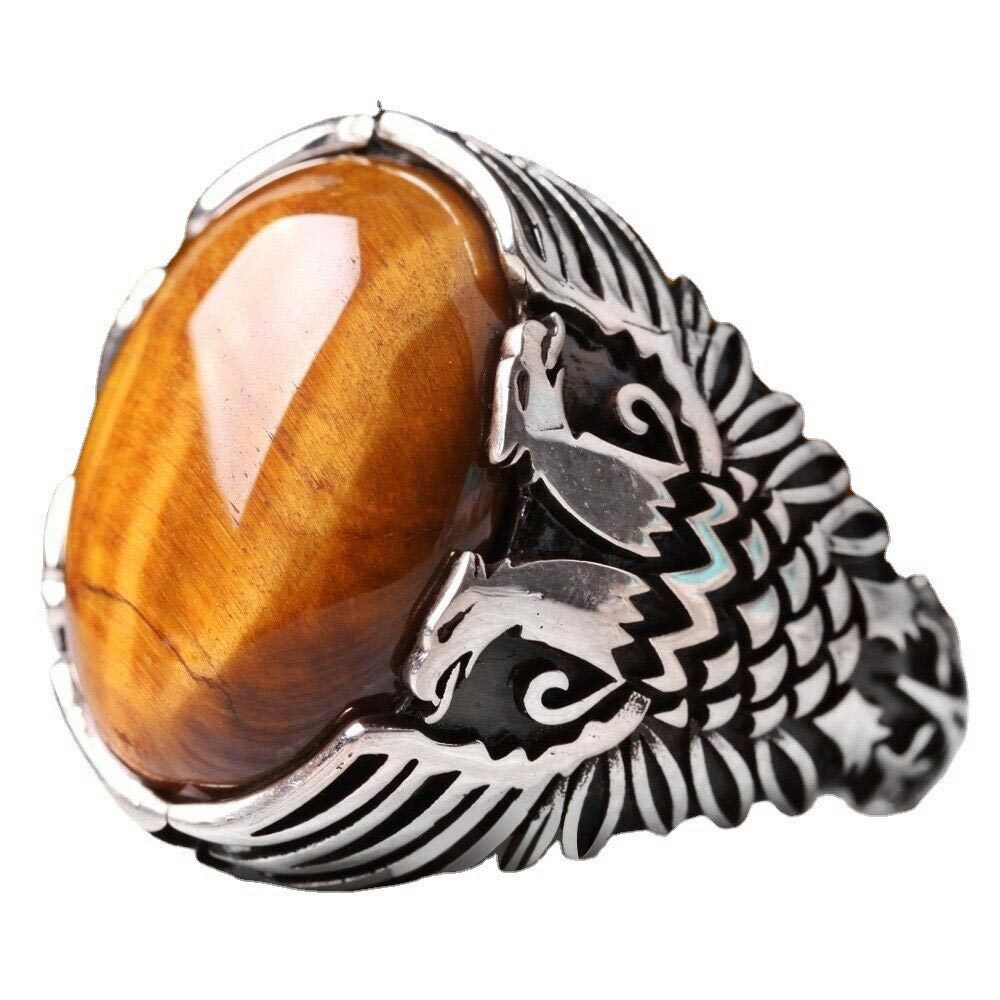 Men's Woven Striped Trendy Vintage Fish Pattern Rings