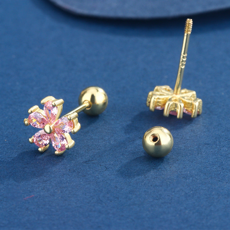 Sweet Peach Blossom Pink Zircon Mori Rings