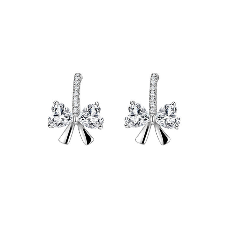 Women's Sier Sterling Bow Small Delicate Summer Earrings