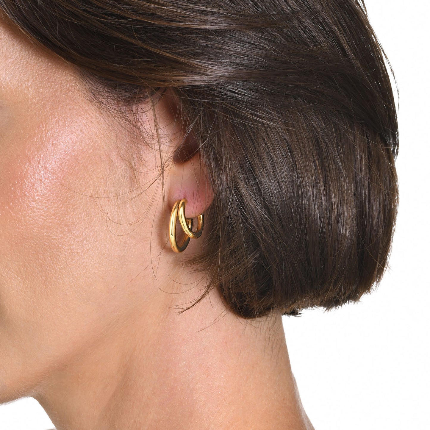Women's Double Stainless Steel Three Tube Jewelry Earrings