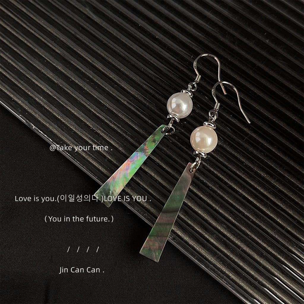 Abalone Shell Handmade Design Sense Sier Earrings
