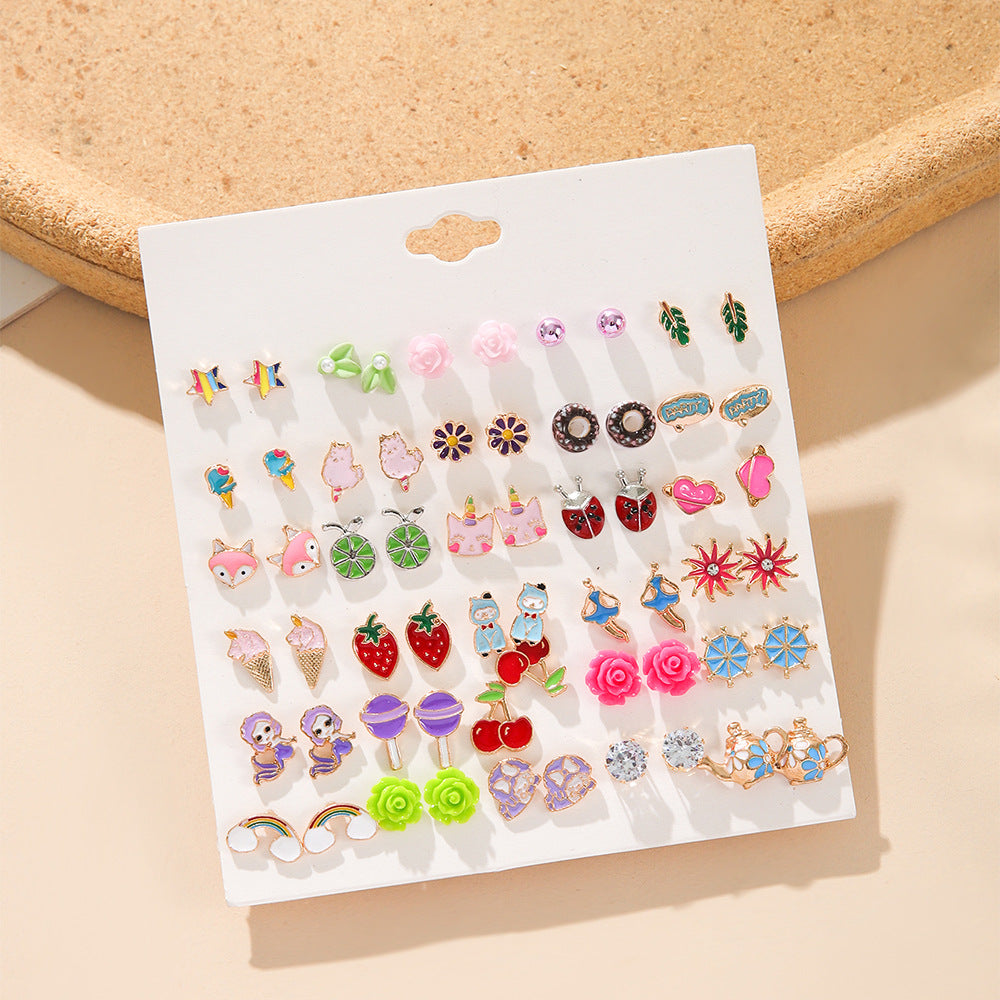 Wild Animal Fruit Combination Suit Female Earrings