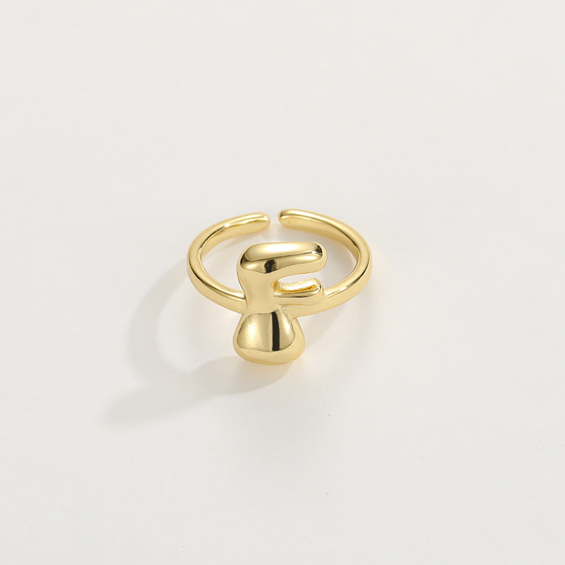 Hip Hop Letters Glossy Gold Open Rings