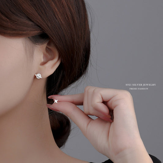 Women's Sier Planet Korean Simple Niche Small Earrings