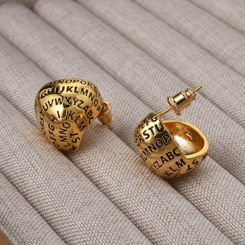 Sier Needle Golden Triangle Middle Ancient Ear Earrings