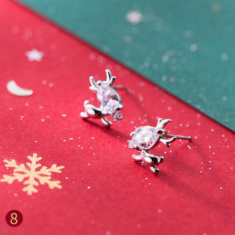 Series Elk Snowflake Small Antlers Fresh Earrings