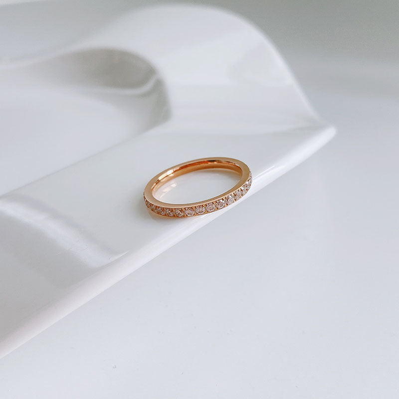 Full Circle Diamond Titanium Steel Female Niche Rings