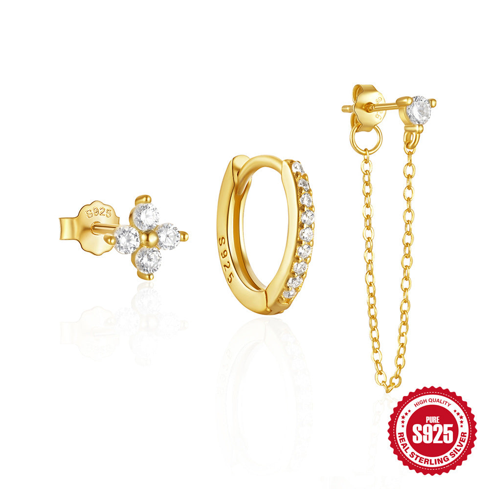 Sterling Sier Daily Matching Ear Diamond Earrings