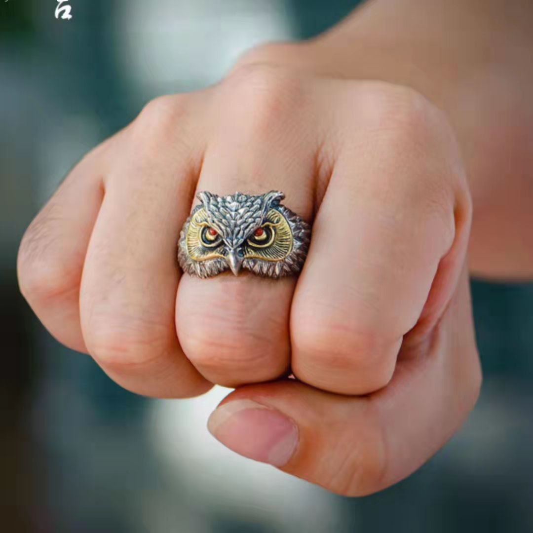 Retro Domineering Eagle Open Head Forefinger Rings