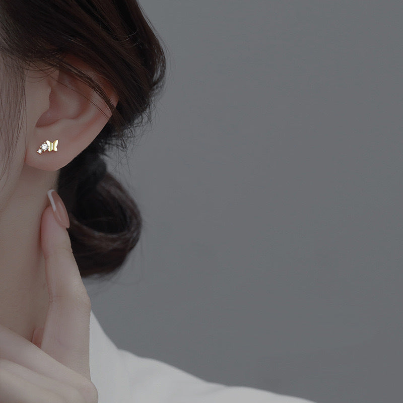Women's Mini Butterfly Diamond For Simple Light Earrings