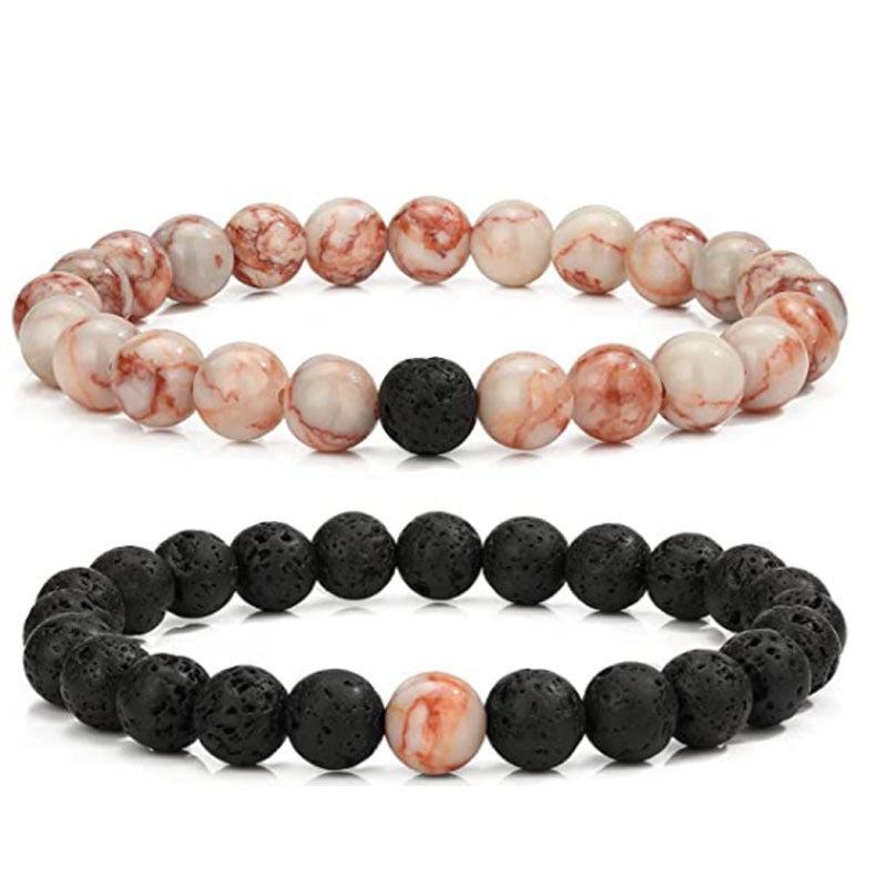 Men's Lava Stone Beads Couple Yellow Tiger Bracelets