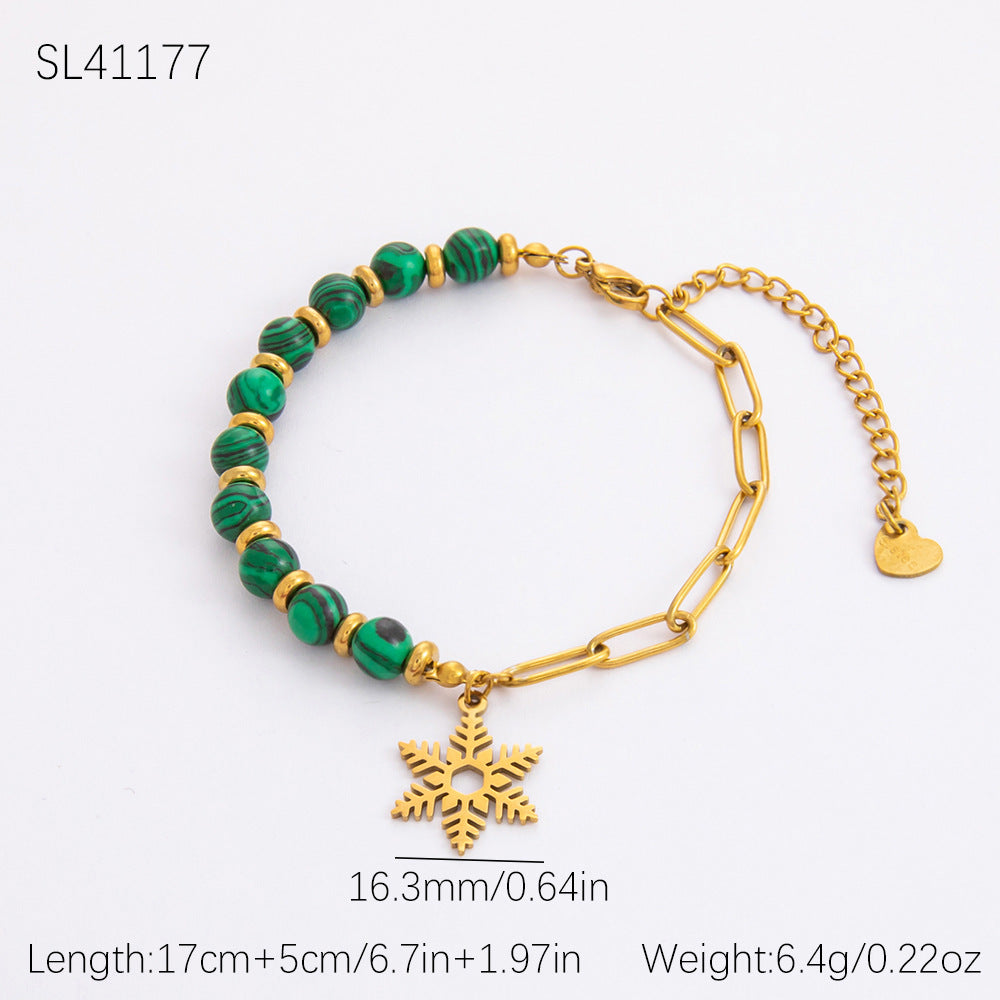 Gold Stainless Steel Christmas Elderly Snowman Necklaces